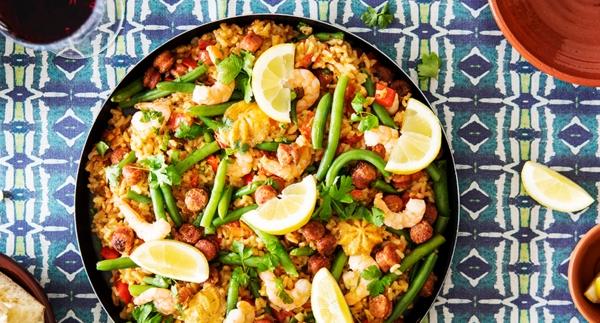 Chorizo-katkarapupaella