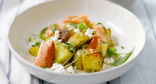 Lohi-perunasalaatti ja kermaviilikastike