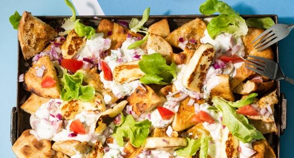 Pita-nachot halloumilla